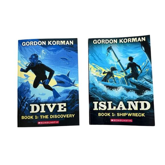 Gordon Korman Book Set 2 Dive Island Scholastic Young Reader - Picture 1 of 5
